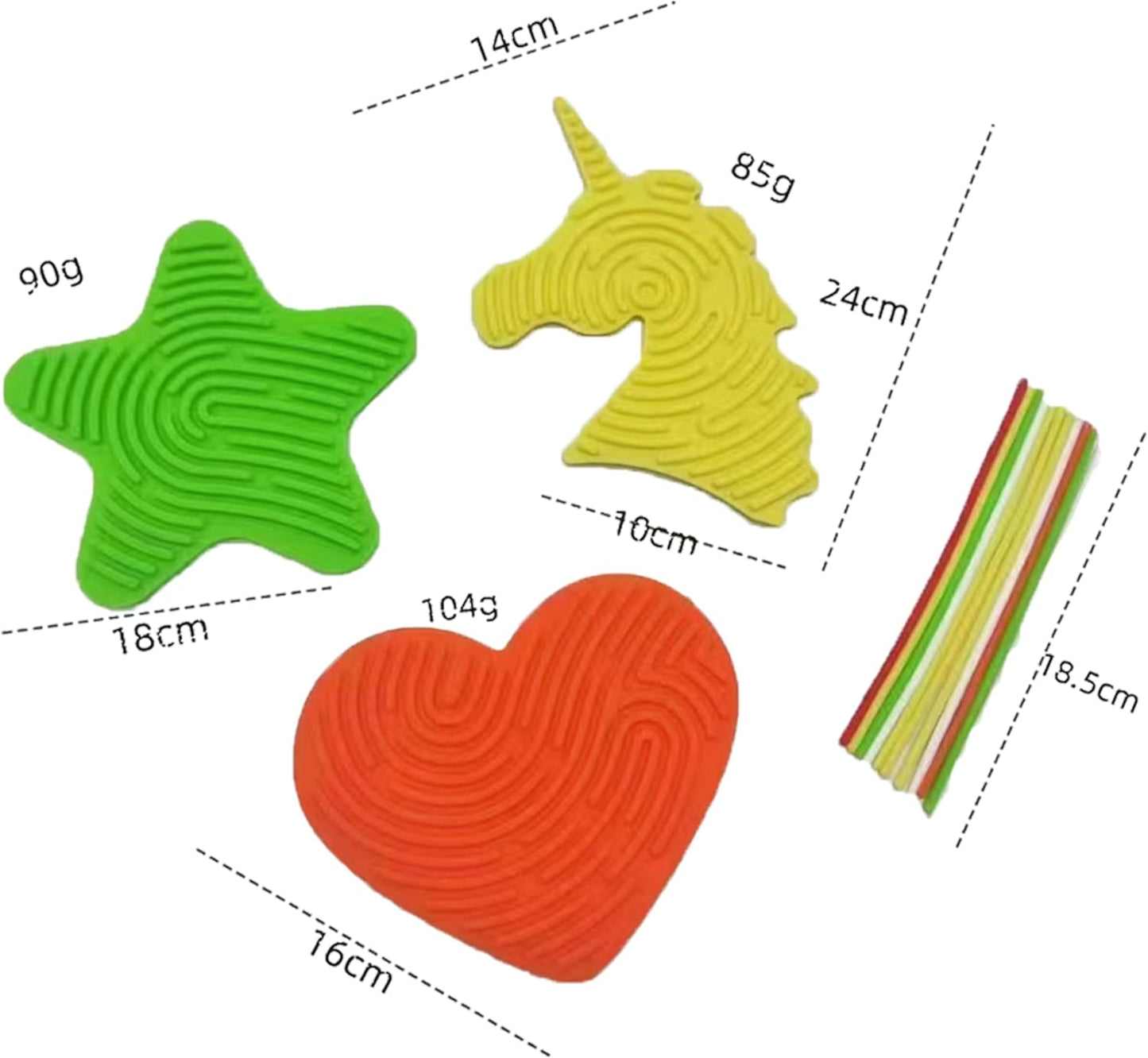 Sensory Activity Board,Double Side Silicone Calm Down Fidget Toy,Silent No Mess,Anxiety Relief Stress,ADHD & Autism,Portable with Travel Bag & 10 Strings (Pentagram Blue and Heart Red)