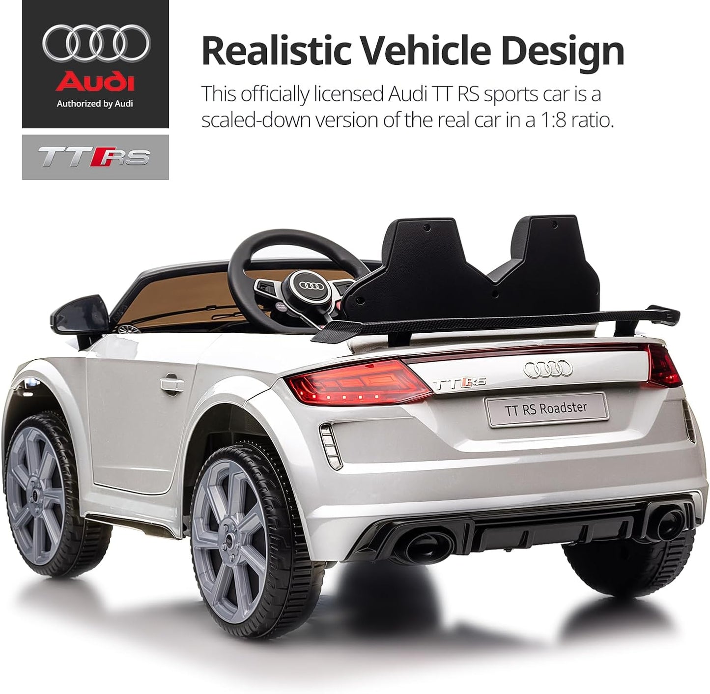 Electric Car for Kids, Licensed Audi 6V Kids Ride on Car Toy for Toddlers with Remote - White