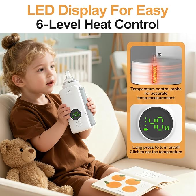 Solve The Milk Warming Dilemma Portable Bottle Warmer Requires no Water Rapid Heating with no Waiting 5-Hour Extended Heat Retention with Precise Temperature Control Enjoy Comfortable Feeding Anytime