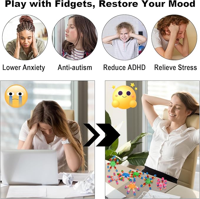 GOLDGE 28Pcs Transformable Fidget Spinners – Deformable Chain DIY Robot Toys, Stress Relief Sensory Gyro for Kids & Adults, Perfect Easter Basket Stuffers & Stocking Fillers