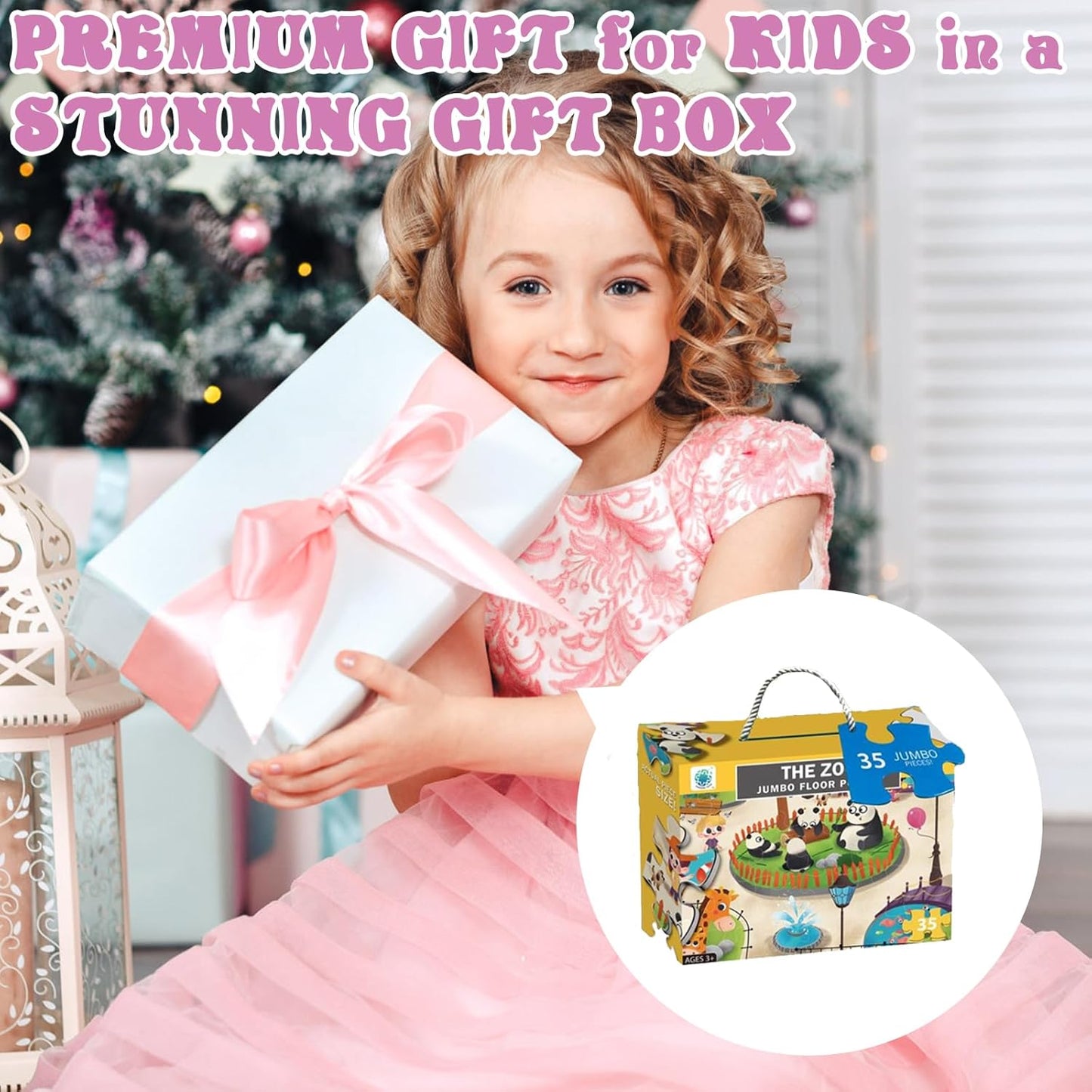 Jumbo Floor Puzzle for Kids, Large Jigsaw Puzzles 35 Piece for Kids Ages 3-5,Preschool Learning & Education Toys, Gifts for 4-8 Year Old Boys and Girls (Panda Animals)