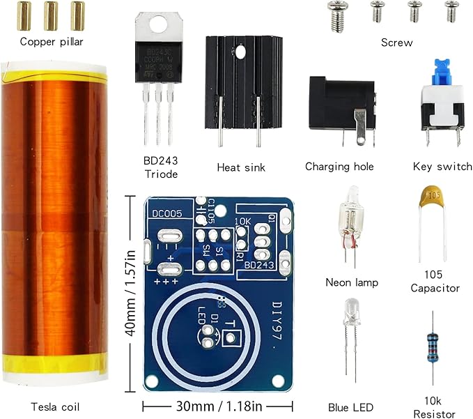 Soldering Practice Kit DIY Tesla Coil Wireless Transmission Lighting Function Plug-in Soldering Practice Kit
