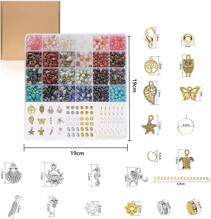 Xyliise Natürliche Perlen Set for Adults Bracelet Making Kit Beads for Bracelets Jewelry Making Kit DIY Crystal Tree Tree of Life DIY Jewelry Necklace Earrings