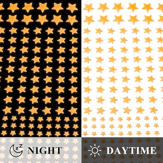 Glow in The Dark Stars Decals Decor 633 Pcs Luminous Dot Stars, 3D Starry Stars Glow in The Dark Stickers for Ceiling or Wall and Kids Bedroom Décor