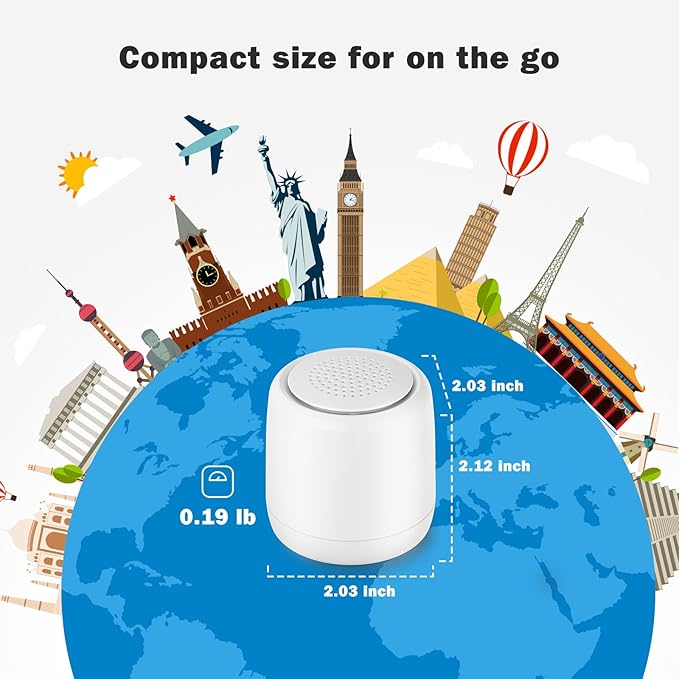 White Noise Machine | Paussion Long-Lasting Fast Charging Portable Travel Mini Sound Machine with 25 Soothing Sounds for Adults, Kids, and Babies | Auto Timer, Travel, Sleep, Baby, Fan - White