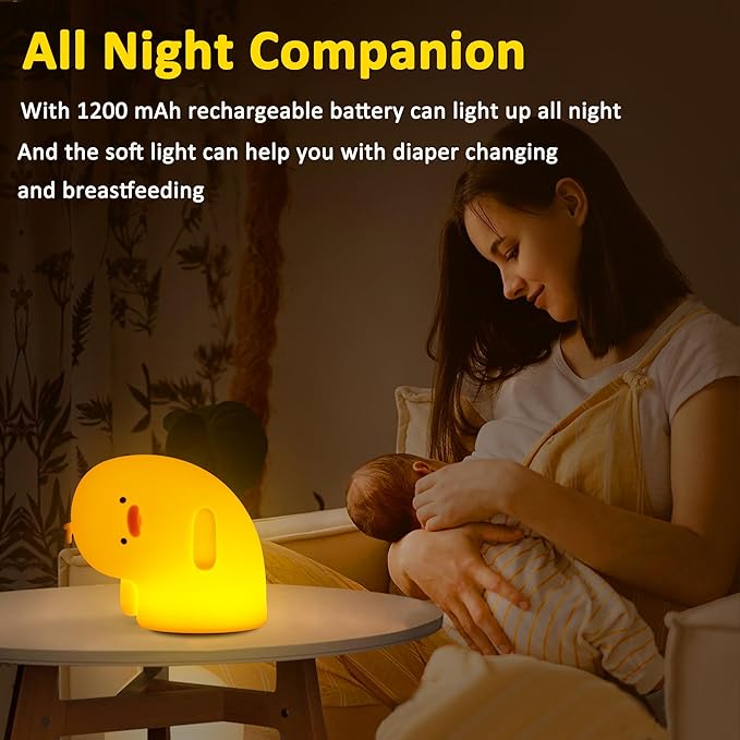 Duck Night Light, Duck Gifts for Girl, Duck Lamp Gifts Bedside Lamp for Nursery, ABS+SIL, Touch Control, Portable and Rechargeable Dimmable, Birthday Gifts for Boys Girls