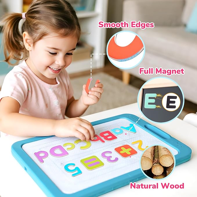 JoyCat Wooden Magnetic Letters and Numbers, Large Size Alphabet ABC 123 Fridge Magnets for Toddlers & Kids, Uppercase Lowercase, Preschool Spelling Learning Refrigerator Gift Toy Set (89 PCS)