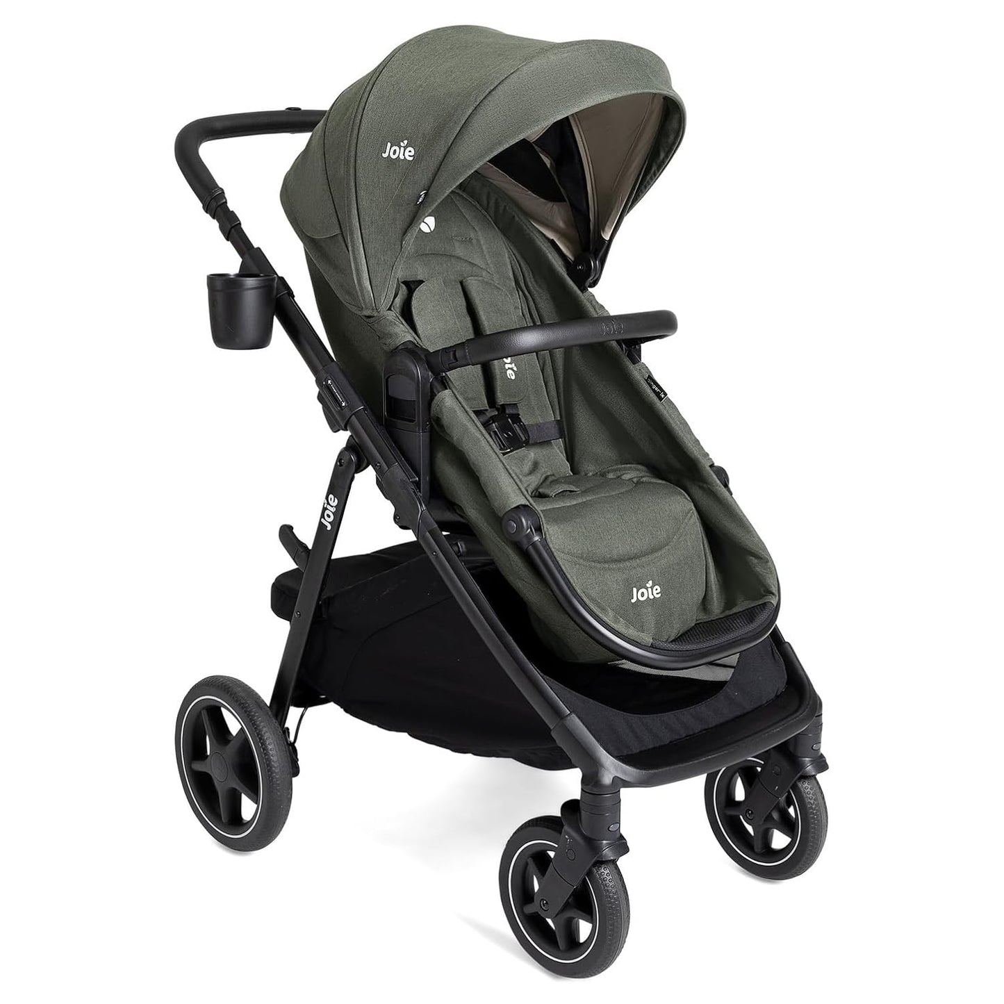 Joie Ginger lx 4-in-1 One-Hand Pramette Stroller - Easy Convertible Pramette and Stroller with a One-Hand Pramette Conversion, for Newborns to Toddlers (Evergreen)