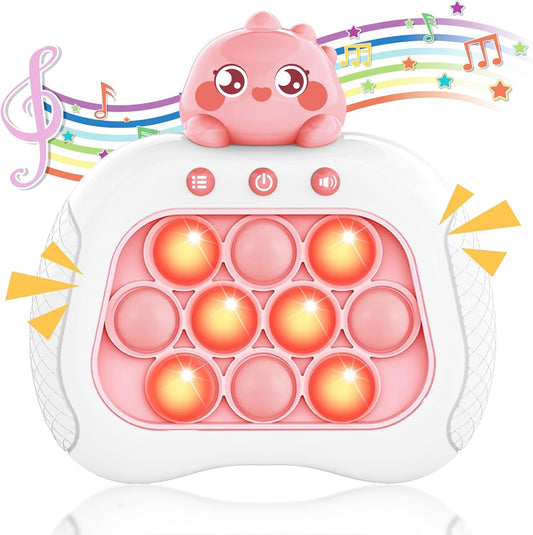 Quick Push Bubble Game,Popping Game Light up Pop Fidget Toy for Kids,Fast Push Console Game for Ages 3-12 for Boys and Girls,Handheld Puzzle Game Sensory Toys (Dinosaur)