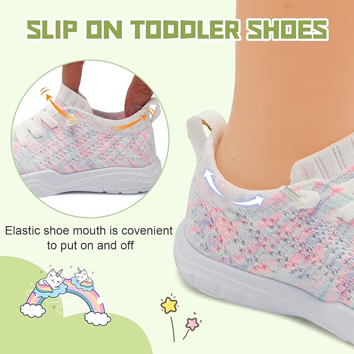 JIASUQI Toddler Shoes for Boys Girls Slip on Sneakers Wide Toe Walking Shoes Toddler Sock Shoes