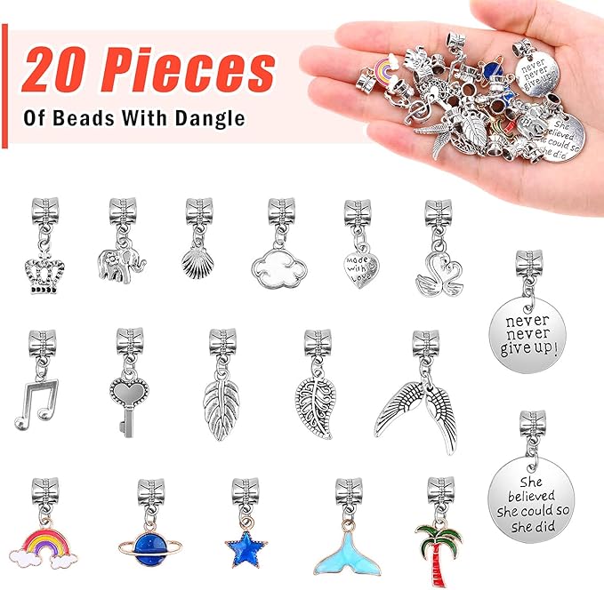 Bracelet Making Kit, 85PCs Charm Bracelets Kit with Beads, Jewelry Charms, Bracelets for DIY Craft, Jewelry Gift
