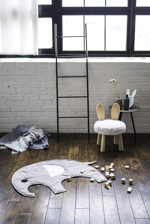 Lincove Playmat Quilted Elephant Baby Floor Mat Decorative Cotton Baby Play Mat Washable Newborn Baby Mat