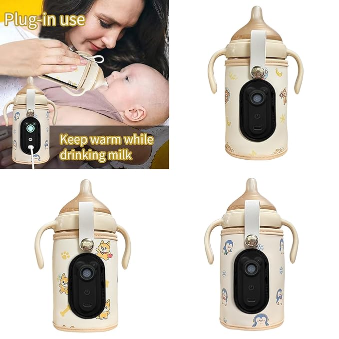 Portable USB Baby Bottle Warmer with LCD Display Adjustable Temperature Baby Bottle Warmer Device for Travel & Home Use