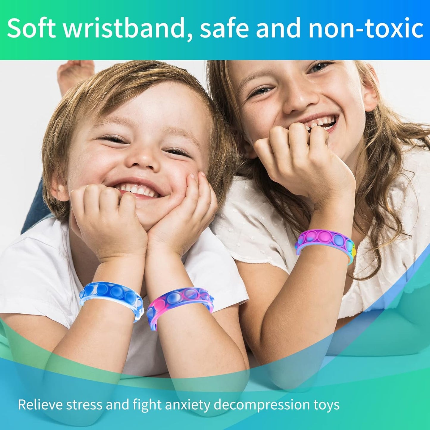 100Pcs Pop Bracelet Fidget Toys,Bubble Bracelets,Stress Anxiety Relief Sensory Toys for Kids Adults ADHD ADD Autism,Classroom Exchange Gifts,Party Favor,Birthday Gifts,Game Prizes