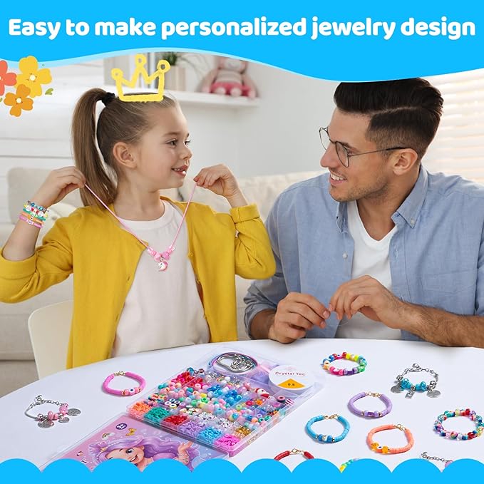 Girls Charm Bracelet Making Kit - 1400+ Pcs Jewelry Making Kit for Kids with Charm-Style Beads, Unicorn Mermaid DIY Bracelets & Necklaces, Birthday Christmas Gifts for Girls Ages 6 7 8 9 10 11 12