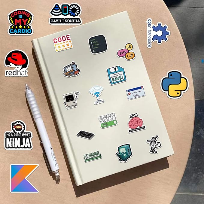 100PCS PCS Programming Stickers Funny, Vinyl Waterproof for Water Bottle Laptop Luggage Guitar Gifts for Teens Girls Kids Adult Students Funny