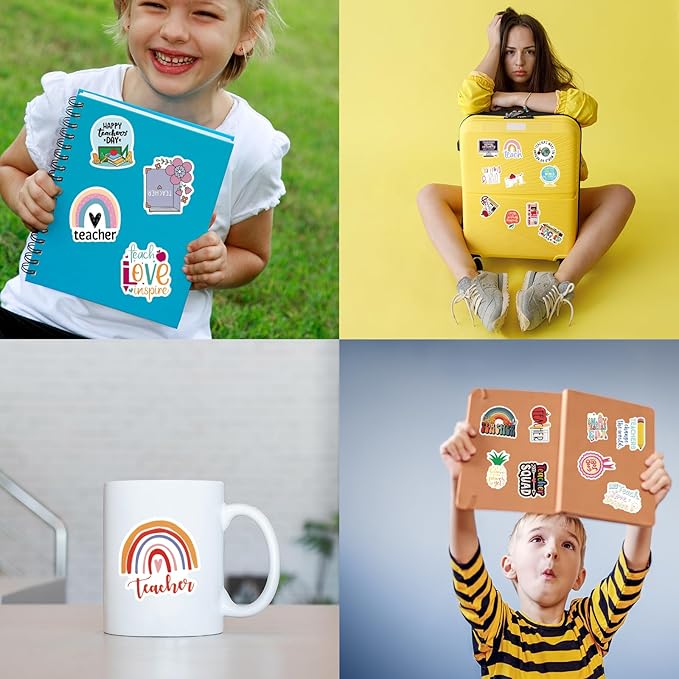 110PCS Teacher Stickers, Non-Repeating Funny Teacher Stickers Waterproof Meme Stickers for Teachers Gift Vinyl Decals Cute Stickers Gifts for Laptop Water Bottles Phone