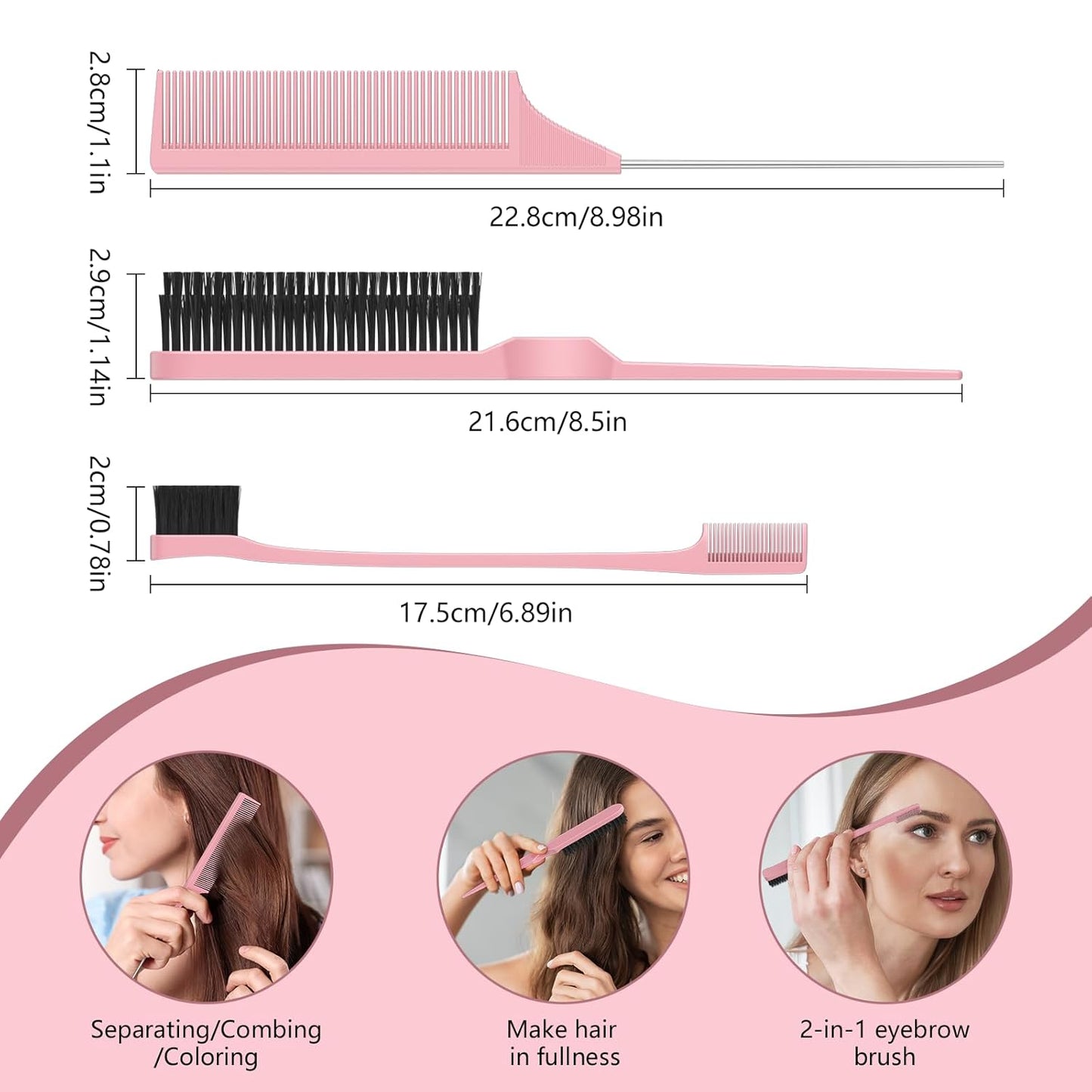 Curl Defining Brush, Curly Hair Brush, Slick Back Hair Brush, For Combing and Shaping Curls in All Hairstyles to Reduce Pulling (Pink)