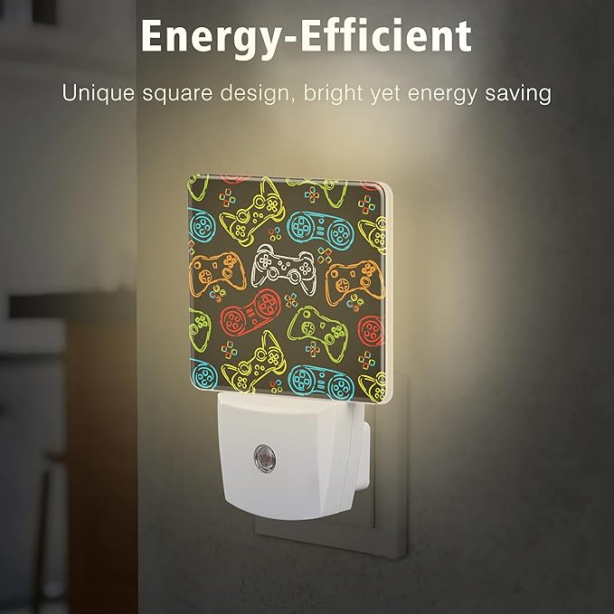 Gampad Gamer Night Lights Plug into Wall for Girls Boys Room, Night Lights LED Lamp with Dusk to Dawn Sensor Nightlight for Bedroom Kitchen Bathroom Hallway Home Wall Decor