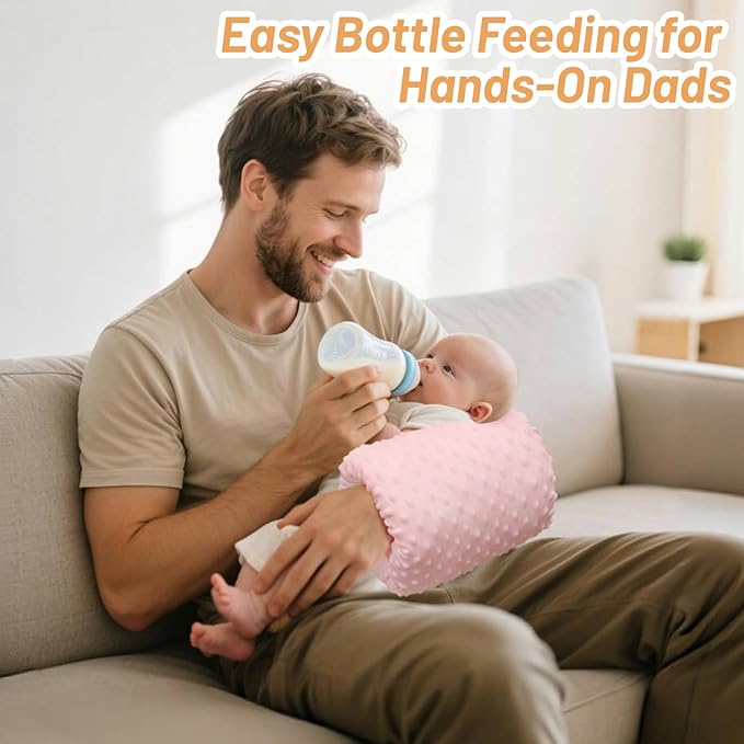 KAKIBLIN Baby Feeding Arm Pillow,Baby Nursing Arm Breastfeeding Pillows Support for Newborn Mom and Babies,Portable and Washable,Ergonomic Nursing Essentials, Travel Pillows for Newborn (Pink A/B)