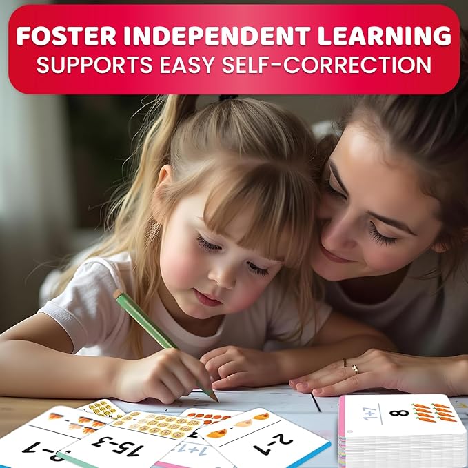 QUOKKA Addition & Subtraction Flash Cards Set for Kids Ages 4-8 – 338 Jumbo Math Flash Cards with Visual Aids, Sorting Rings & Reference Cards – Math Games for Kids 1st to 3rd Grade Classroom & Home