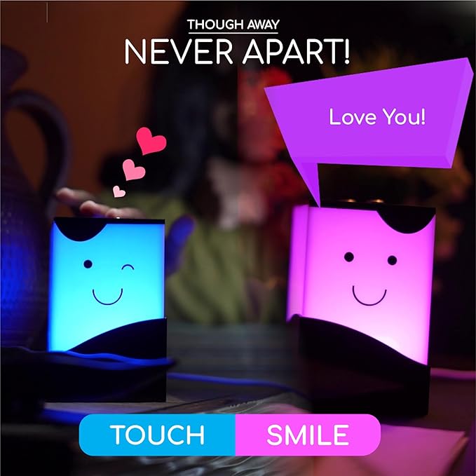 ZOCI VOCI Telepathy Toddlers - Cute Long Distance Lamp - No Subscription Required | Send Color Messages to Loved Ones who Stays Apart | Long Distance Friendship Gifts for Fathers Day (Smile)