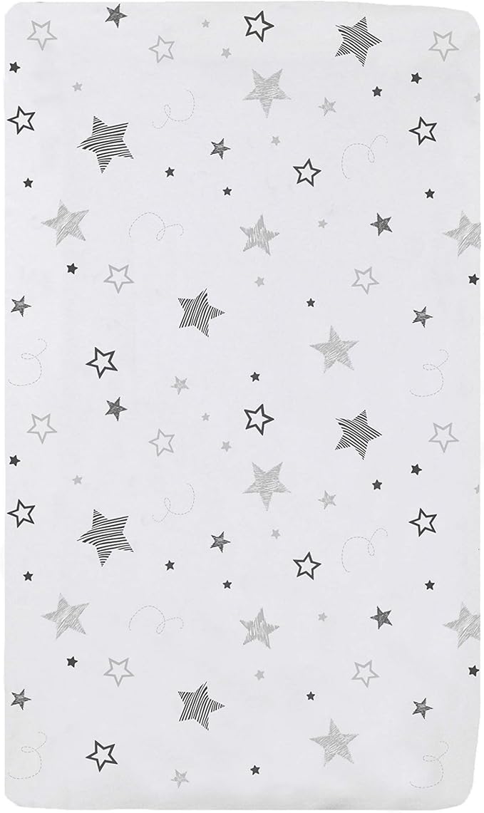 American Baby Company 100% Natural Cotton Fitted Cradle/Bassinet Sheet 36" x 18" - Soft, Breathable & Hypoallergenic Bed Sheet, Super Stars, Neutral for Boys & Girls