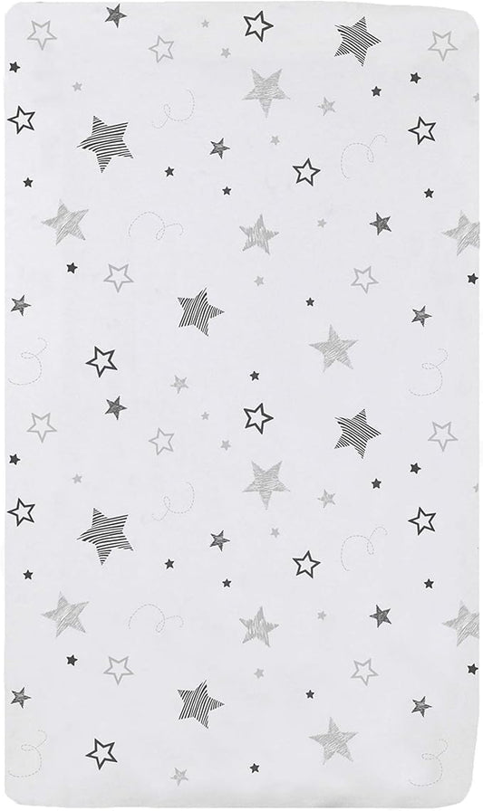 American Baby Company 100% Natural Cotton Fitted Cradle/Bassinet Sheet 36" x 18" - Soft, Breathable & Hypoallergenic Bed Sheet, Super Stars, Neutral for Boys & Girls
