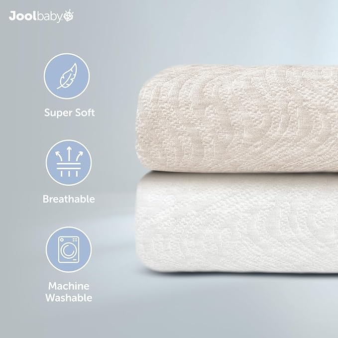 Jool Baby Changing Pad Covers (2 Pack) Soft & Comfortable, Fits Most Standard Diaper Changing Pads (Off-White & Oatmilk-Wave)