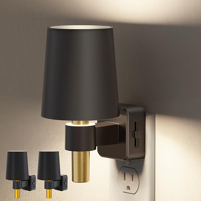 Night Light, Dimmable Night Lights Plug into Wall [2 Pack], Dusk to Dawn Sensor, Daylight White 5000K, 0-100LM, Plug in NightLight, Vintage Night Light for Hallway Bedroom Stairway