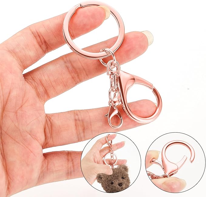 10 Pack a Set Metal Lobster Claw Clasps and Key Rings, Key Chain Accessories, Keychain Making kit for Keys, Art Crafts, Jewelry Making, Rose Gold