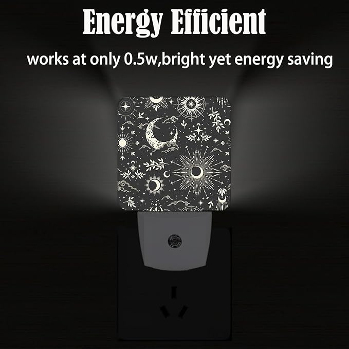 Moon and Sun Night Light,Plug-in Night Lights with Dusk-to-Dawn Sensor for Stairway,Hallway,Bedroom Sleep Friendly Ideal for Women/Girls/Boys Gift,0.5w
