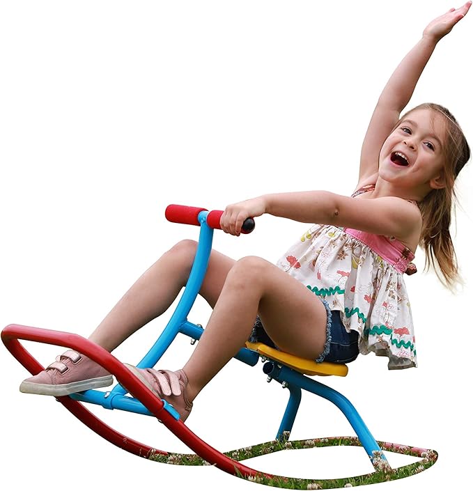 PLATPORTS Rocking Horse - Kids Rocking Horse Rocking Chair Seesaw- Safe Home Playground Backyard Equipment - Rocker Single Teeter Totter for Youth Junior Kids