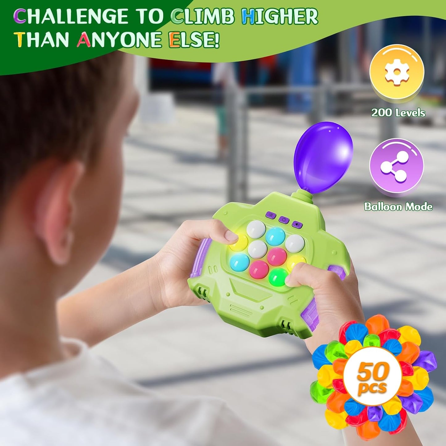 Fast Push Puzzle Game Console, Light up Handheld Pop it Fidget Toy for Kids 3-12, Funny Birthday Gifts for Girls and Boys