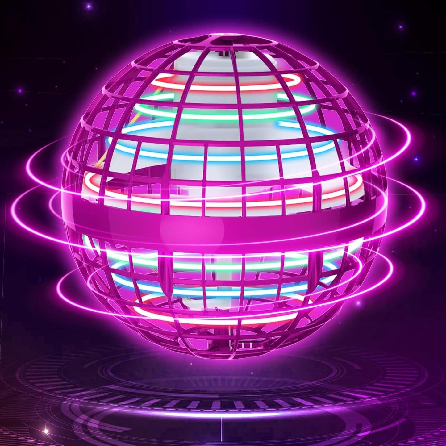Flying Orb Ball 2023 Upgraded - Hover Orb Magic Light Up Orb Mini Drone Cosmic Globe Flying Spinner for Kids Teens Adults Flying Ball Orbit Ball for Birthday Gift Family Gatherings Christmas (Pink)