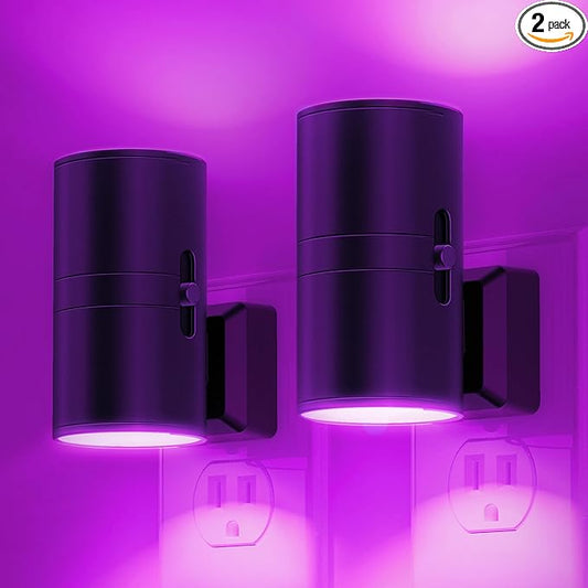 L LOHAS LED [2 Pack] Halloween Purple Night Light, Light Plug in with Sensor, Adjustable Brightness, Dimmable Lights Decorative for Christmas, Holiday, Home Decor, Party Bathroom