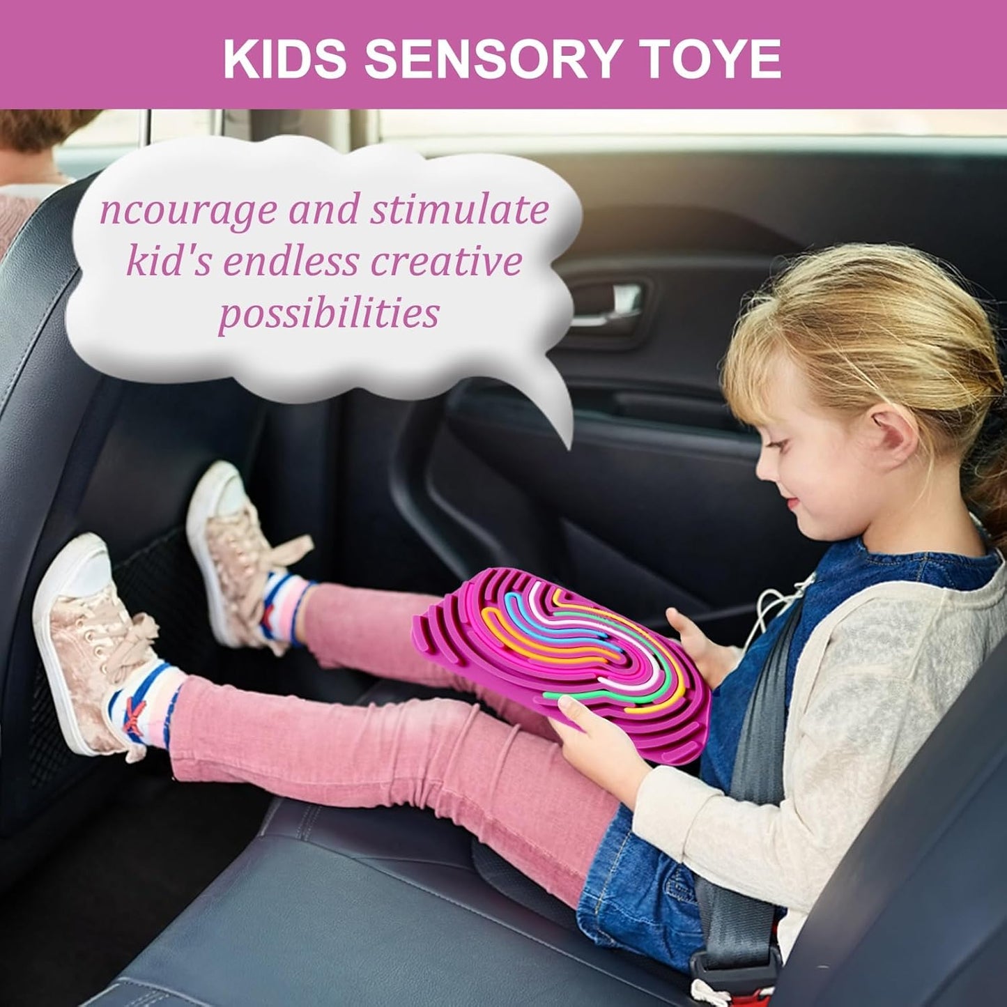 Sensory Activity Board - Double-Sided Silicone Fidget Toy Busy Board for Fine Motor Skill Silicone Calm Down Toy for Stress, Anxiety, ADHD & Autism, Kids 3+ & Adults Activities for Travel(Rectangle)