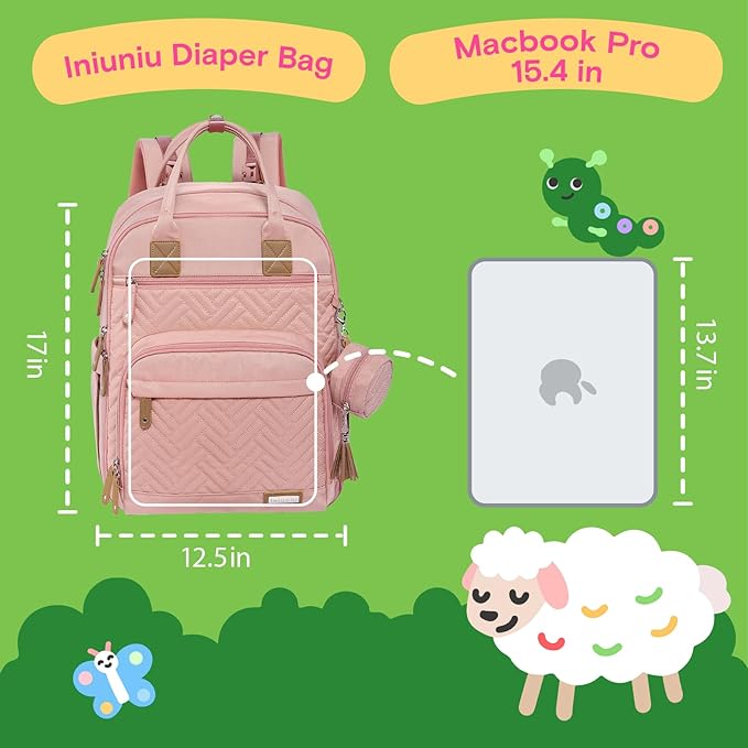 iniuniu Diaper Bag Backpack, 4 in 1 kit Large Unisex Baby Bags for Boys Girls, Waterproof Travel Back Pack with Diaper Pouch