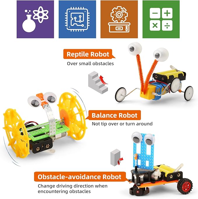 STEM Robotics Kits for Kids Science Kits Ages 5-7 6-8 8-10 8-12, Build A Engineering Robot Building Toys Science Experiments Projects, STEM Toys Activities for Boys Girls Age 8-12