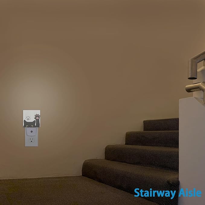 Black Cat Night Light,Cute Funny Cat Night Lights Plug into Wall for Boys Girls, Led Lamp for Stairway/Hallway/Bedroom 0.5W Nightlight Sleep Friendly