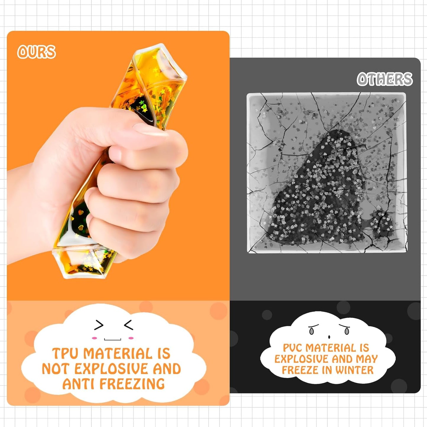 Sensory Soft Gel Liquid Toys: Water Sensory Fidget Toys Square Sensory Toys for Autistic Children 6-Pack