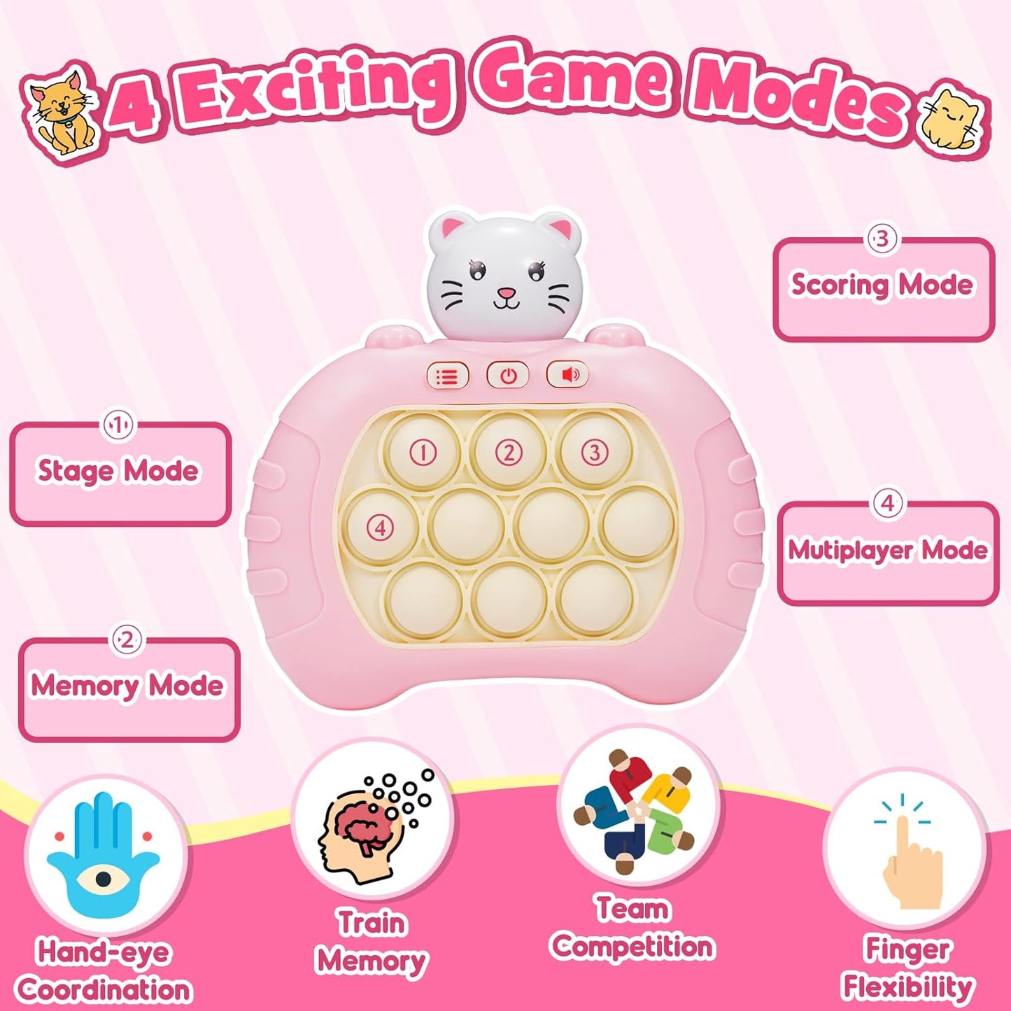 Toys for Boys Girls Teen 3-12: 2 Pack Colorful Light Up Fast Push Bubble Handheld Game Birthday Gifts for 3 4 5 6 7 8 9 10 12 Year Old Girls Boys Pop Fidgets Kids Games