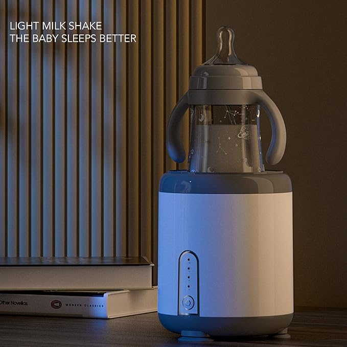 Baby Bottle Shaker, USB Charging Intelligent Baby Formula Mixer Bottle Warmer 3 Gear Automatic Milk Blender Mixer Electric Infant Bottle Shaker for Breastmilk and Formula, for Home Travel(White)