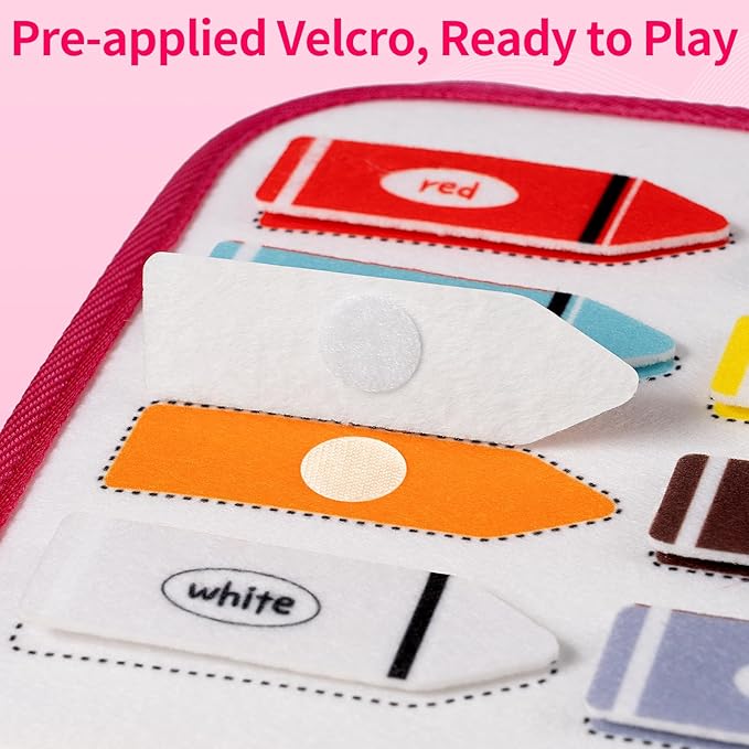 12-Page Toddler Busy Board Montessori Toys, Busy Book for Toddlers, Girl Birthday Gift,Toddler, 24 in 1 Activity Sensory Toys for Motor Skills, Travel Toy for Car Airplane (Pink)