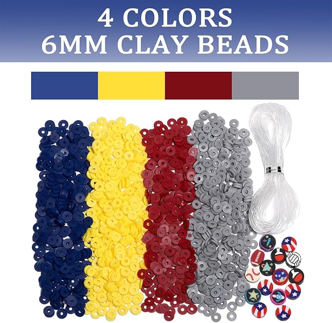 3500pcs Sports Color Clay Beads for Bracelets Making 6mm Heishi Beads Polymer Flat Round Disc Clay for Jewelry Making Sport Bead Crafts.