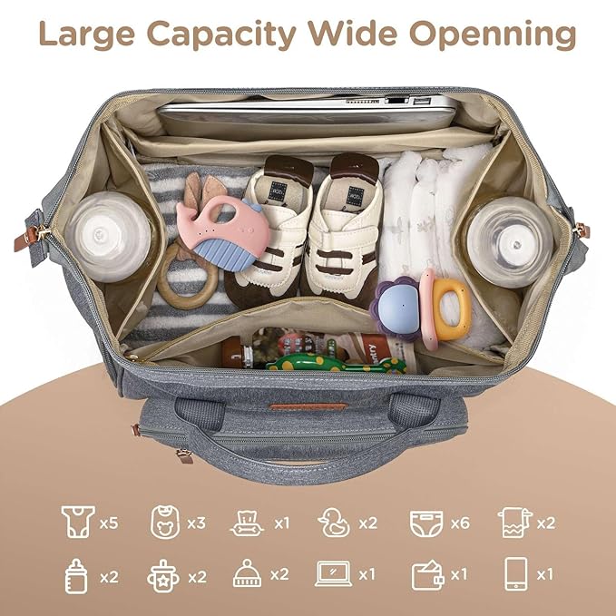 Breast Pump Bag for Spectra & Work with 14 inch Laptop Sleeve - Convertible Large Diaper Bag Backpack with Cooler Storage for Travel, Grey