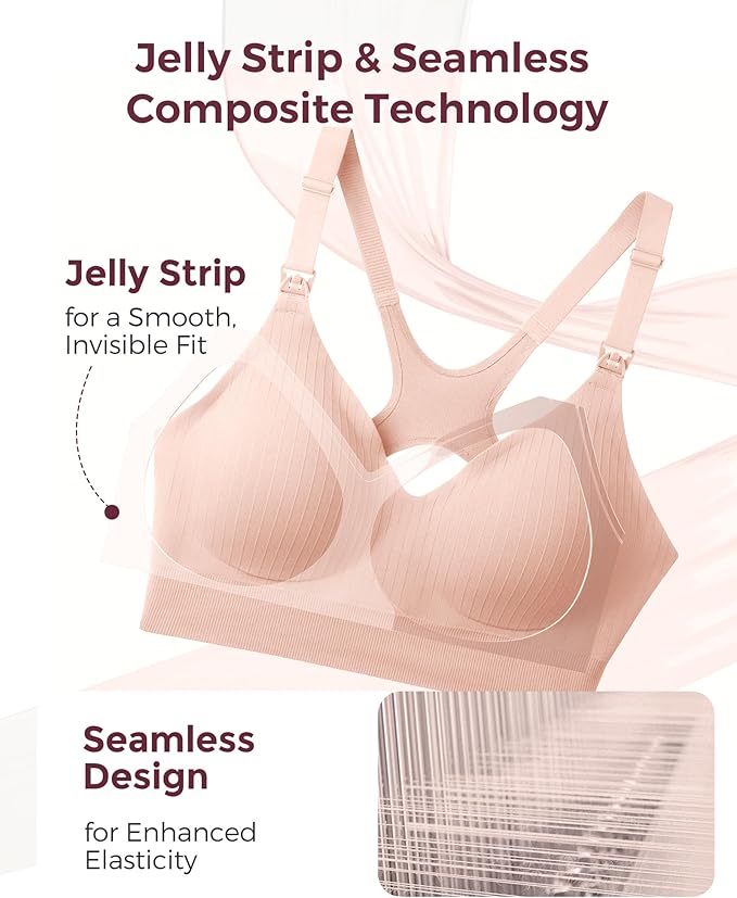 Momcozy Nursing Bras for Breastfeeding, Ribbed Maternity Bra with Racerback, Soft Stretchy Nursing Sports Bra for Yoga