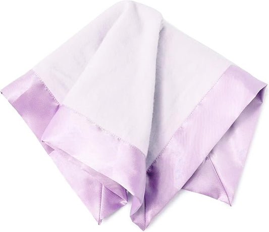 Ultra-Soft Lovey Security Blanket - Baby Essentials, Newborn Essentials, Ultra-Soft Fleece Baby Blanket with Satin Trim – 16" x 16" - Lavender