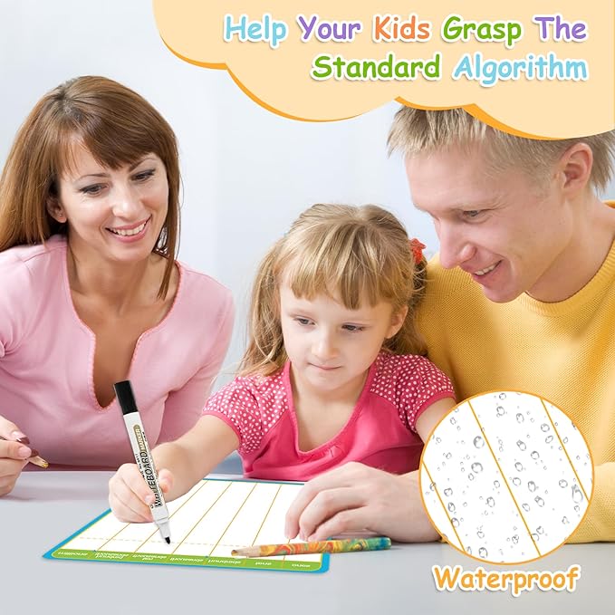 12 Pack Long Division Dry Erase Card Chart,12" x 9" Multiplication Flash Card Math Manipulative Small Whiteboard for Student Teacher 2ND 3RD 4TH Grade Classroom Homeschool Supplies Essential