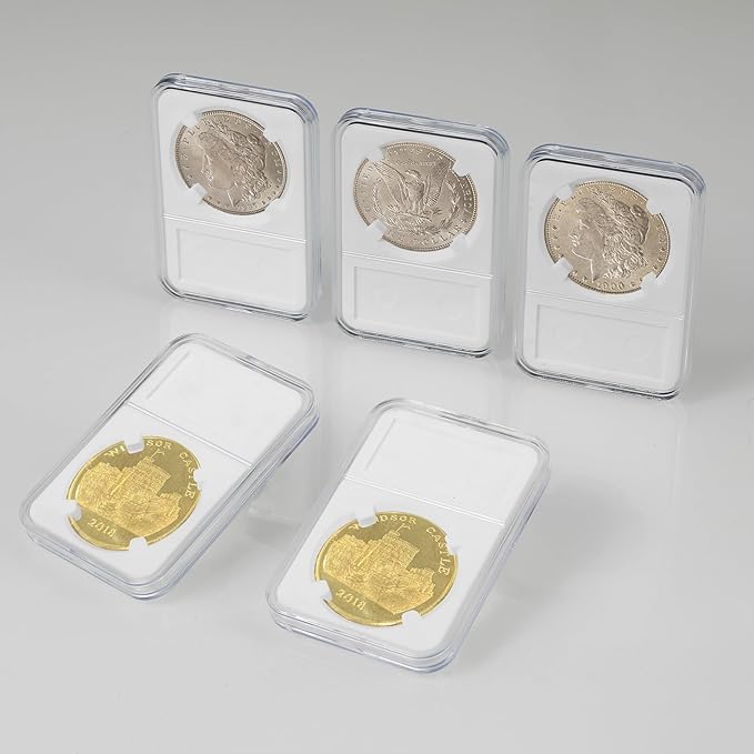 10-Pack Coin Slab Display Holder, Storage Case for Morgan, Peace, IKE Silver 38mm Dollar Coin, Organize Your Coin Collection with Clear Acrylic Cases
